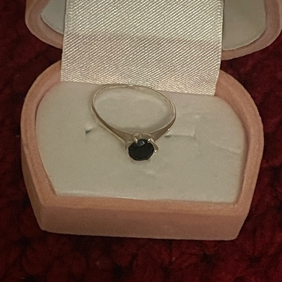 Beautiful Silver Genuine Sapphire Ring - Picture 3 of 5